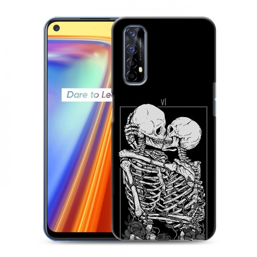 Дизайнерский силиконовый чехол для Realme 7 Поцелуй скелетов