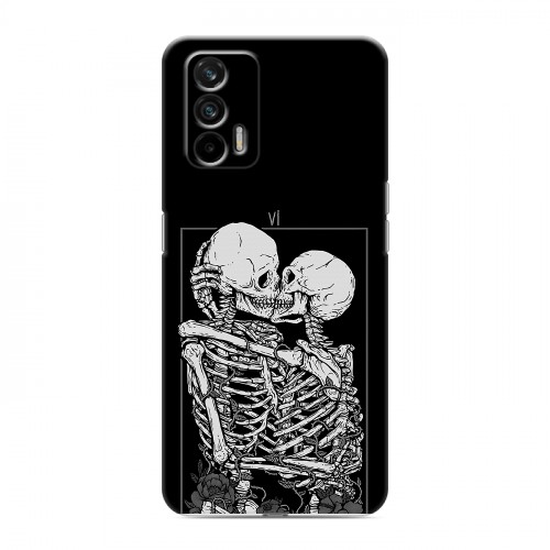 Дизайнерский силиконовый чехол для Realme GT Поцелуй скелетов