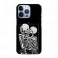 Дизайнерский силиконовый чехол для Iphone 13 Pro Поцелуй скелетов