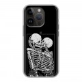 Дизайнерский силиконовый чехол для Iphone 14 Pro Поцелуй скелетов