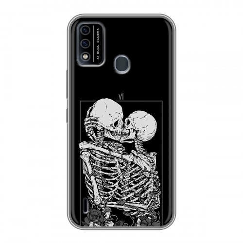 Дизайнерский силиконовый чехол для Itel A48 Поцелуй скелетов