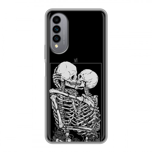 Дизайнерский силиконовый чехол для Wiko T50 Поцелуй скелетов