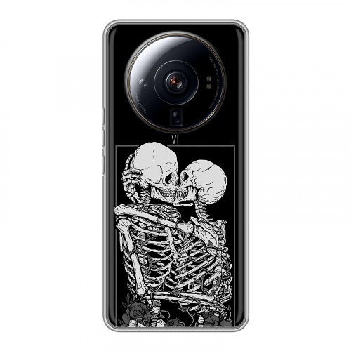 Дизайнерский силиконовый чехол для Xiaomi 12S Ultra Поцелуй скелетов