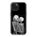 Дизайнерский силиконовый чехол для Iphone 15 Поцелуй скелетов