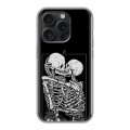 Дизайнерский силиконовый чехол для Iphone 15 Pro Поцелуй скелетов