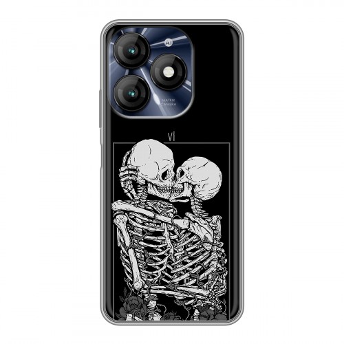 Дизайнерский силиконовый чехол для Itel A70 Поцелуй скелетов