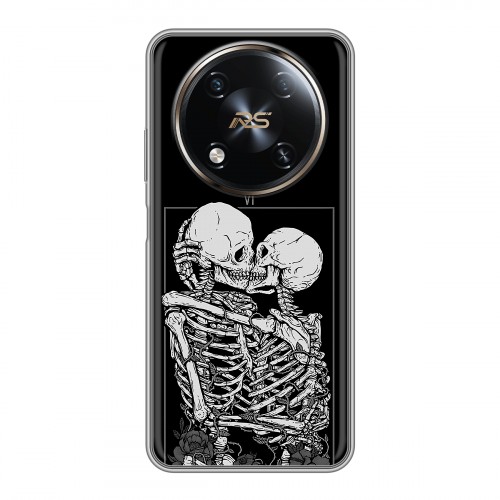 Дизайнерский силиконовый чехол для Itel RS4 Поцелуй скелетов