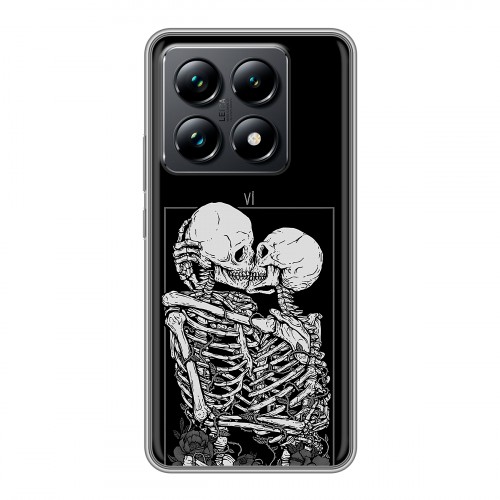Дизайнерский силиконовый чехол для Xiaomi 14T Pro Поцелуй скелетов