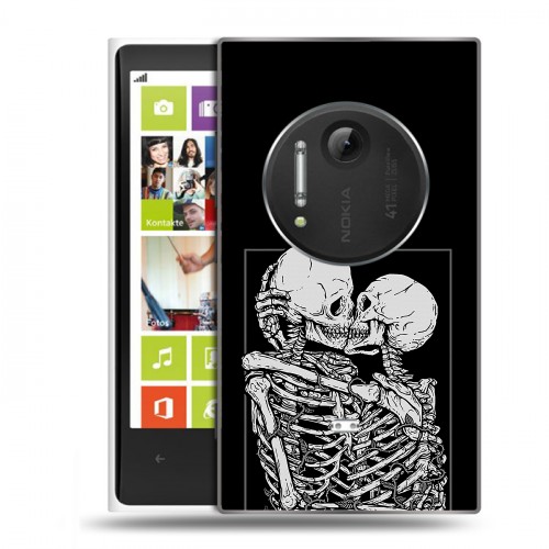 Дизайнерский силиконовый чехол для Nokia Lumia 1020 Поцелуй скелетов