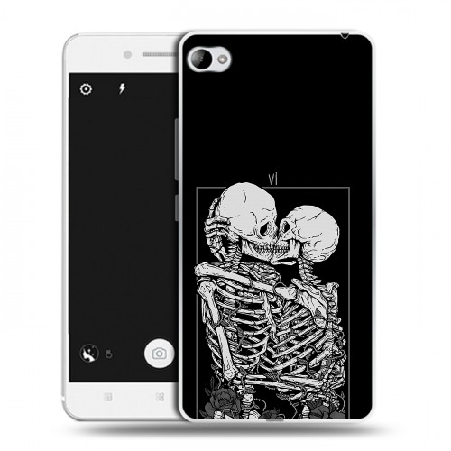 Дизайнерский пластиковый чехол для Lenovo S90 Поцелуй скелетов