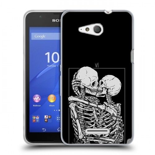 Дизайнерский пластиковый чехол для Sony Xperia E4g Поцелуй скелетов