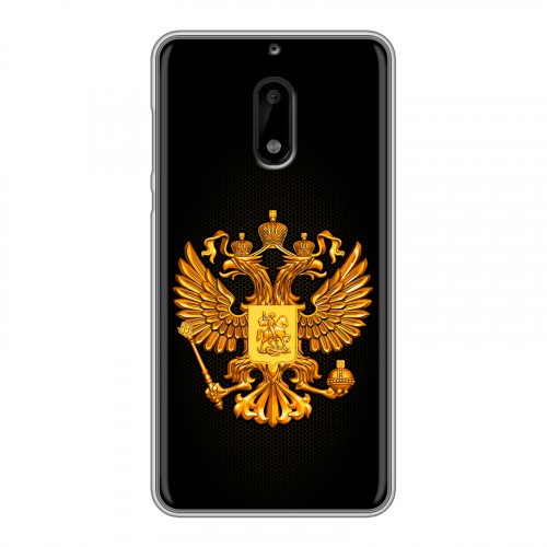 Дизайнерский пластиковый чехол для Nokia 6 Герб России желтый