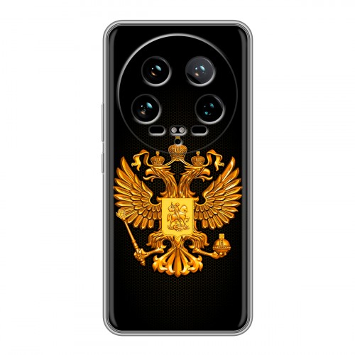 Дизайнерский силиконовый чехол для Xiaomi 14 Ultra Герб России желтый