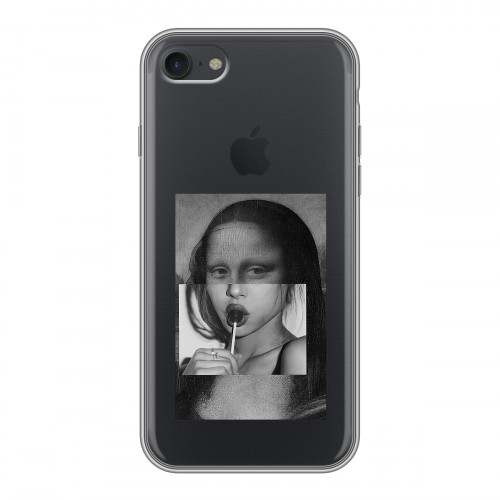 Полупрозрачный дизайнерский силиконовый чехол для Iphone 7 Мона Лиза