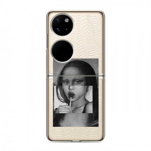 Полупрозрачный дизайнерский пластиковый чехол для Huawei P50 Pocket Мона Лиза