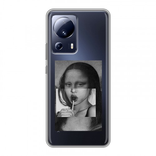 Полупрозрачный дизайнерский силиконовый чехол для Xiaomi 13 Lite Мона Лиза
