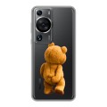 Полупрозрачный дизайнерский пластиковый чехол для Huawei P60 Медведь