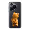 Полупрозрачный дизайнерский пластиковый чехол для Huawei Pura 70 Медведь