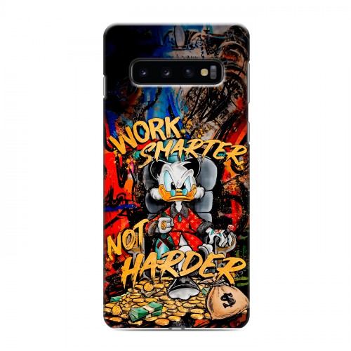 Дизайнерский силиконовый с усиленными углами чехол для Samsung Galaxy S10 Дональд Дак Деньги