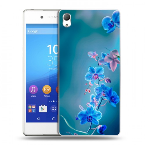 Дизайнерский пластиковый чехол для Sony Xperia Z3+ Голубые цветы