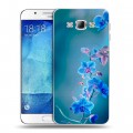 Дизайнерский пластиковый чехол для Samsung Galaxy A8 Голубые цветы