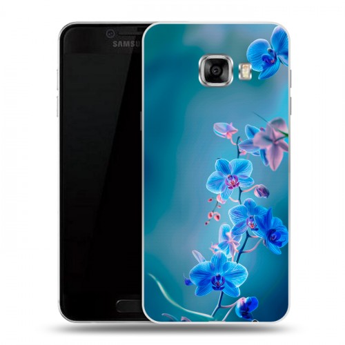 Дизайнерский пластиковый чехол для Samsung Galaxy C5 Голубые цветы