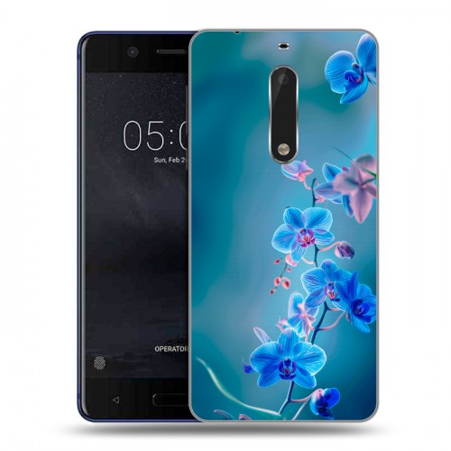 Дизайнерский пластиковый чехол для Nokia 5 Голубые цветы