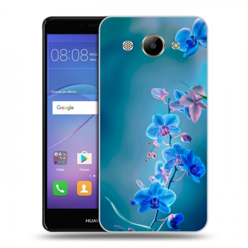 Дизайнерский пластиковый чехол для Huawei Y3 (2017) Голубые цветы