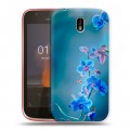 Дизайнерский пластиковый чехол для Nokia 1 Голубые цветы