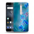 Дизайнерский пластиковый чехол для Nokia 6 (2018) Голубые цветы