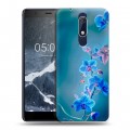 Дизайнерский пластиковый чехол для Nokia 5.1 Голубые цветы