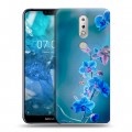 Дизайнерский пластиковый чехол для Nokia 7.1 Голубые цветы