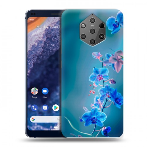 Дизайнерский пластиковый чехол для Nokia 9 PureView Голубые цветы