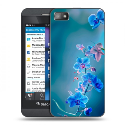 Дизайнерский пластиковый чехол для BlackBerry Z10 Голубые цветы
