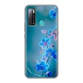 Дизайнерский силиконовый с усиленными углами чехол для Tecno Pouvoir 4 Голубые цветы