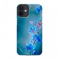 Дизайнерский силиконовый с усиленными углами чехол для Iphone 12 Mini Голубые цветы