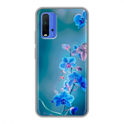 Дизайнерский силиконовый чехол для Xiaomi RedMi 9T Голубые цветы