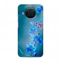 Дизайнерский силиконовый с усиленными углами чехол для Nokia X10 Голубые цветы