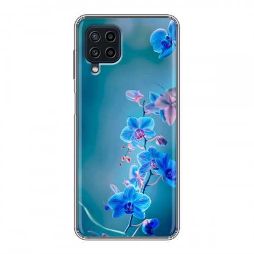 Дизайнерский силиконовый чехол для Samsung Galaxy A22 Голубые цветы