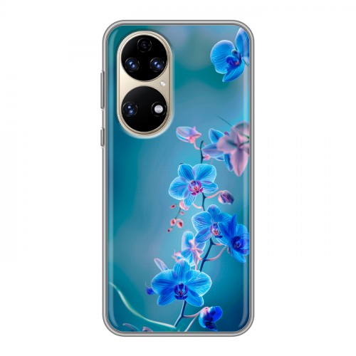 Дизайнерский силиконовый чехол для Huawei P50 Pro Голубые цветы