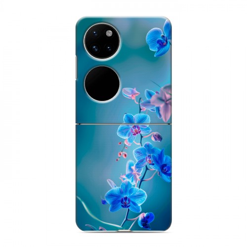Дизайнерский пластиковый чехол для Huawei P50 Pocket Голубые цветы