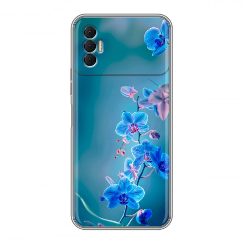 Дизайнерский силиконовый чехол для Tecno Spark 8P Голубые цветы