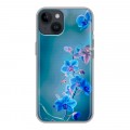 Дизайнерский силиконовый чехол для Iphone 14 Голубые цветы