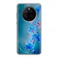 Дизайнерский силиконовый с усиленными углами чехол для Huawei Mate 50 Голубые цветы
