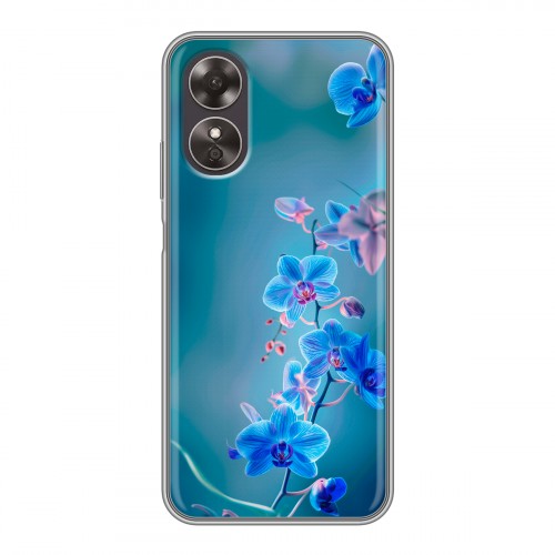 Дизайнерский силиконовый чехол для OPPO A17 Голубые цветы