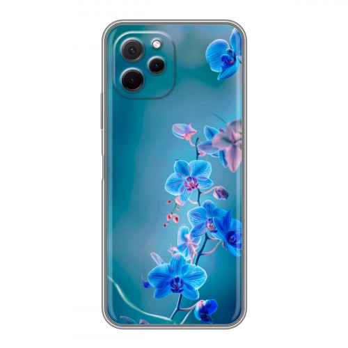 Дизайнерский силиконовый с усиленными углами чехол для Huawei Nova Y61 Голубые цветы