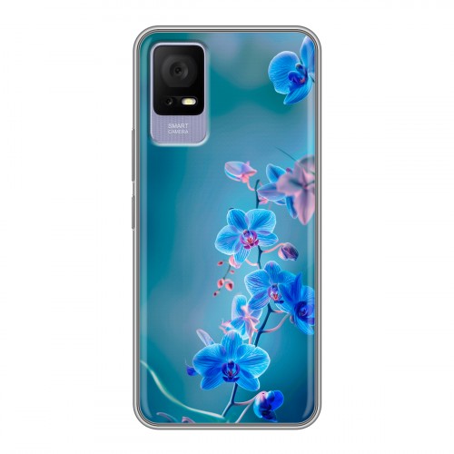 Дизайнерский силиконовый чехол для TCL 405 Голубые цветы