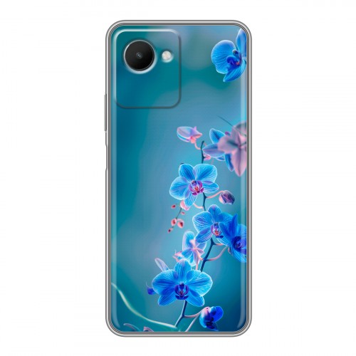 Дизайнерский силиконовый чехол для Realme C30s Голубые цветы
