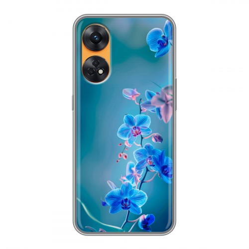 Дизайнерский силиконовый чехол для OPPO Reno8 T Голубые цветы