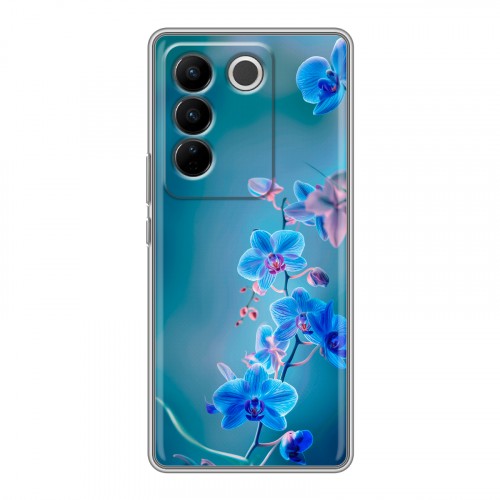 Дизайнерский силиконовый чехол для Vivo V27 Голубые цветы